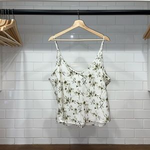 Abercrombie and Fitch White Floral Cropped Tank